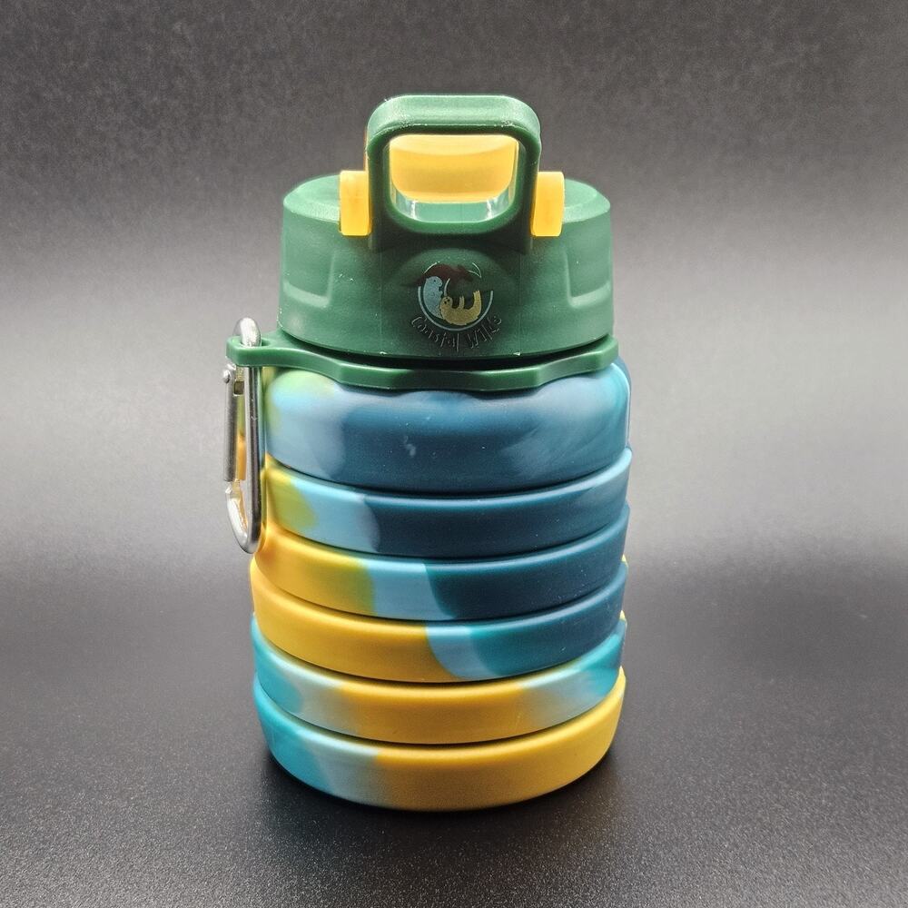 Coastal Wilds Collapsible Silicone Water Bottle 500ml 16.9oz BPA Free...